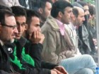 استاندار قم، پیریایی در حال تماشای بازی فوتبال صبای قم با پرسپولیس تهران.