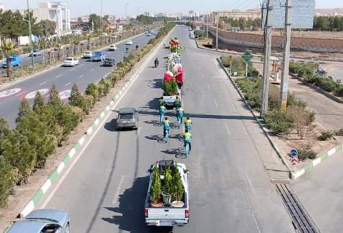 Flower & bicycle caravan in Qom on occasion of Arbor Week